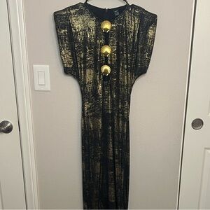 Chic Long Sleeve Black and Gold Dress